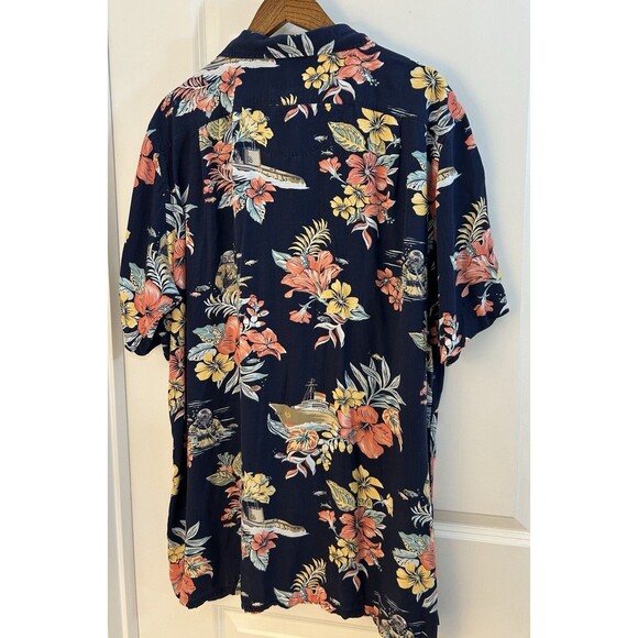 VTG Polo Ralph Lauren Men Shirt Large Tall Viscose Camp Ship Aloha Island Resort - Picture 4 of 10
